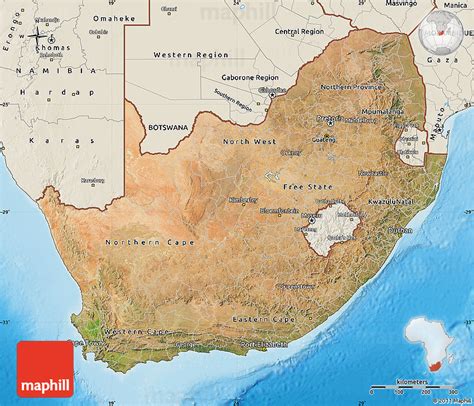 Satellite Map Of South Africa Shaded Relief Outside