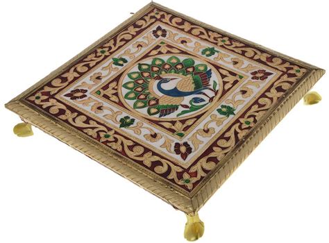 Buy Saarthi Traditional Auspicious Wooden Meenakari Pooja Chowki