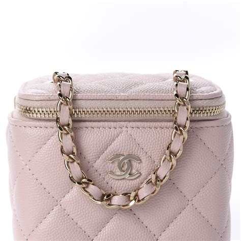 Chanel Caviar Quilted Mini Vanity Case With Chain Light Pink 607153