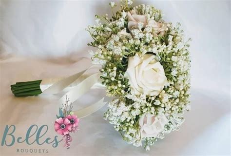 Gypsophila Rose Bridesmaids Wedding Flower Bouquet Or Brides Etsy