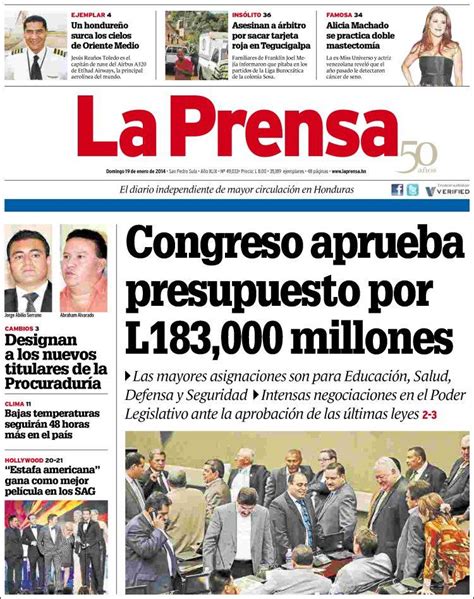 Periódico La Prensa Honduras Periódicos De Honduras Edición De