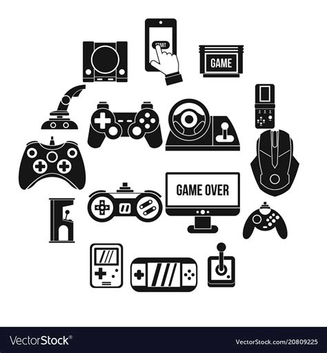 Video Game Icons Set Simple Style Royalty Free Vector Image