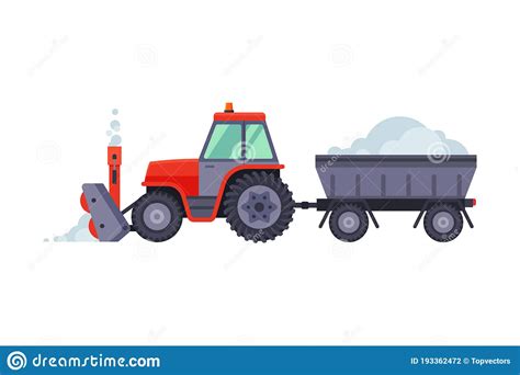 Snow Plow Tractor With Trailer Winter Snow Removal Machine Cleaning