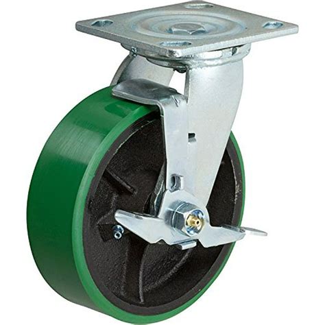 6 Inch Swivel Caster 6 X 2 Green Polyurethane On Iron Wheel 1200 Lb