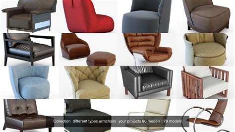 Collection Different Types Armchairs Your Projects 80 Models Vr Ar