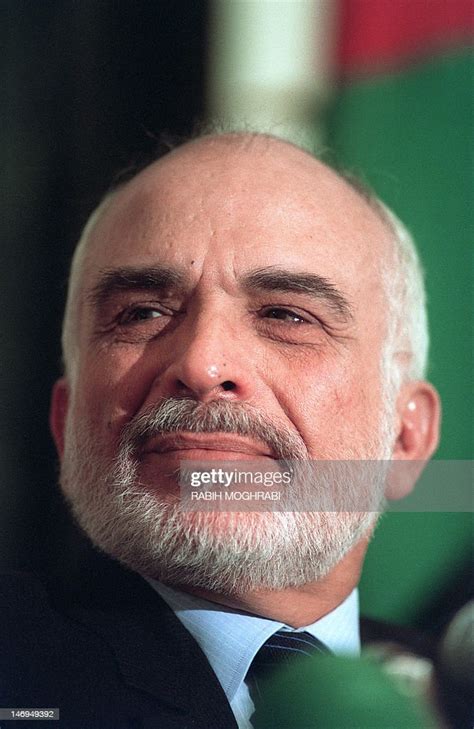 King Hussein Of Jordan Looks During Press Conference At Royal Palace