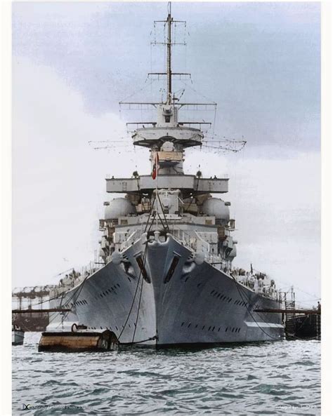 936 X 1171 German Battleship Gneisenau With New Atlantic Bow