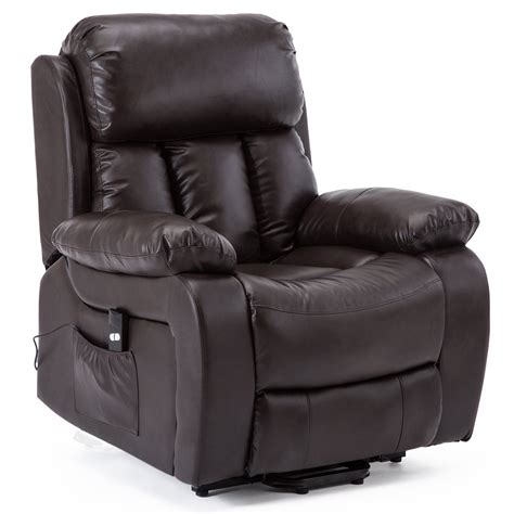 More4homes Chester Elecrtic Rise Recliner Bonded Leather Massage Heat Armchair Sofa Lounge Chair