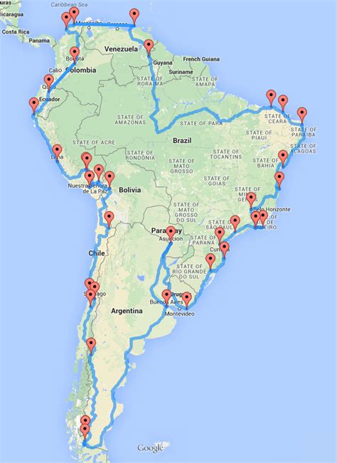 South America Road Map Cities And Towns Map
