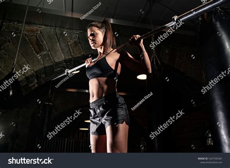 Strong Fitness Woman Bodybuilder Pumps Muscles Stock Photo Edit Now