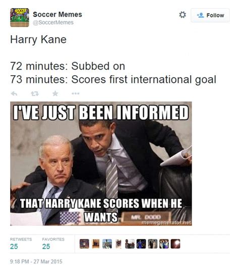 Pictures might be worth a thousand words, but memes are worth a thousand laughs. Harry Kane sparks Twitter virals after scoring 79 seconds in to his England debut | Daily Mail ...