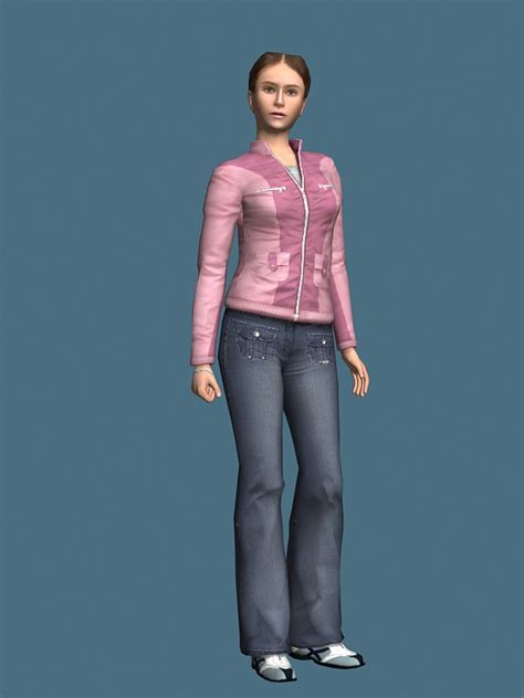 Pretty Young Woman Rigged 3d Model 3ds Maxmaya Files Free Download