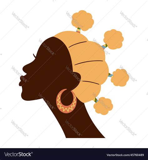 Beautiful African Woman Silhouette With Big Vector Image