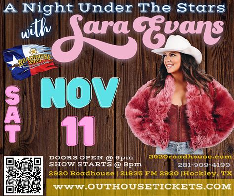 Sara Evans A Night Under The Stars 2920 Roadhouse Outhouse Tickets