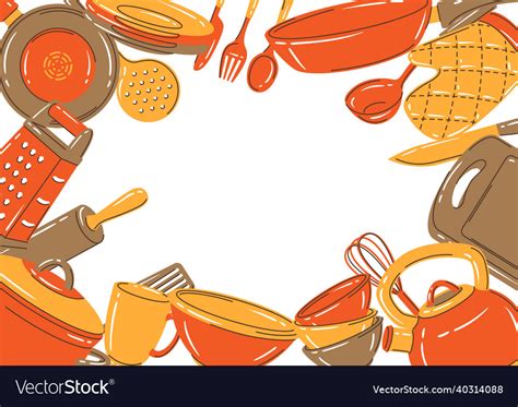 Frame With Kitchen Utensils Cooking Tools Vector Image