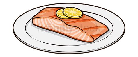 Salmon On Plate Cartoon Vector Clipart Friendlystock