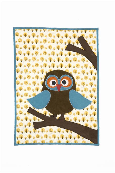 Owl Quilted Blanket Organic Crib Baby Bedding For Kids Green Cribs