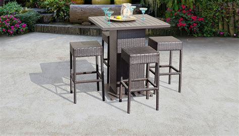 Barbados Pub Table Set With Backless Barstools 5 Piece Outdoor Wicker