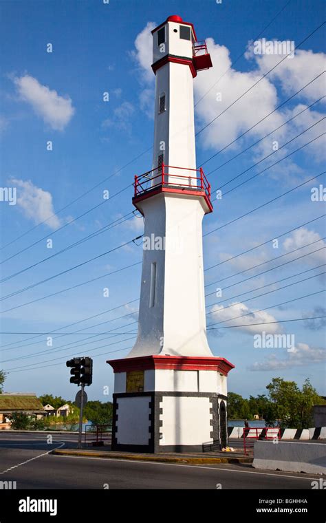 Historic British Colonial Lighthouse In Port Of Spain Trinidad Stock
