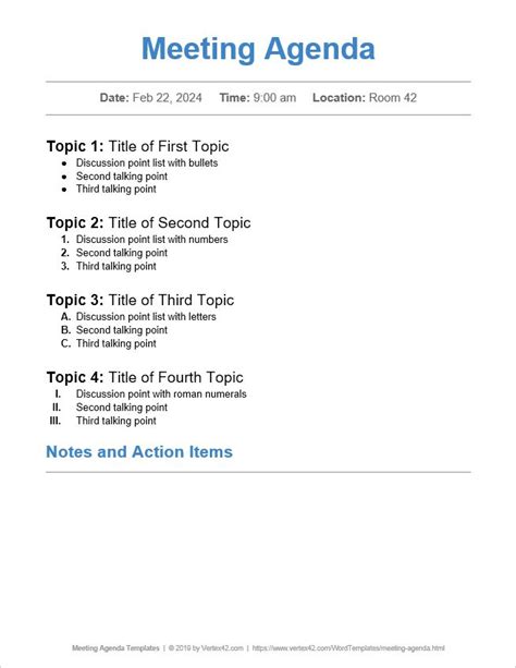 Free Meeting Agenda Templates For Word