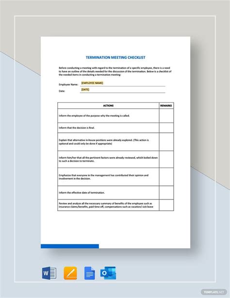 Termination Checklist Template Free Word Excel Pdf Documents