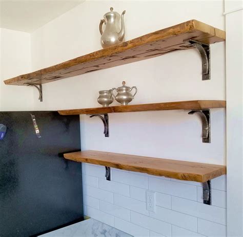 Rustic Open Kitchen Shelf Live Edge Wood Shelf Reclaimed Etsy
