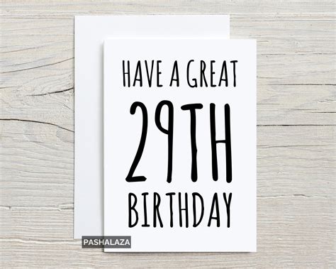 29th Birthday Card For Him Or Her Birthday Card Age 29 Etsy Uk