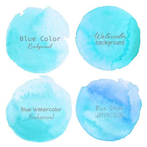 Blue Watercolor Circle Set On White Background Vector Illustration