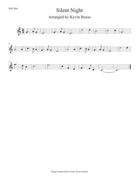 Silent Night Easy Key Of C Alto Sax By By Digital Sheet Music For
