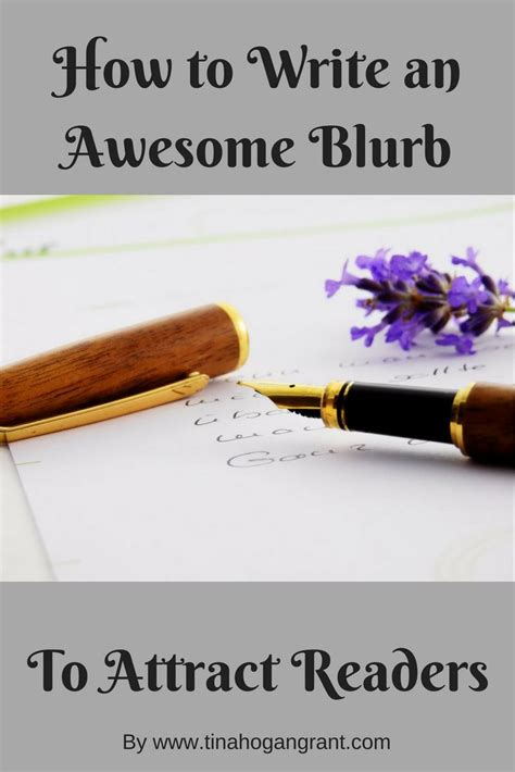 Tips On How To Write A Good Book Blurb By Author Tina Hogan Grant