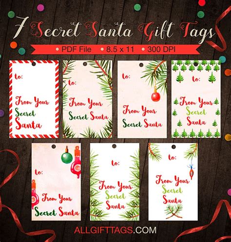 Free Secret Santa Gift Tags Santa Gift Tags Christmas Gift Tags