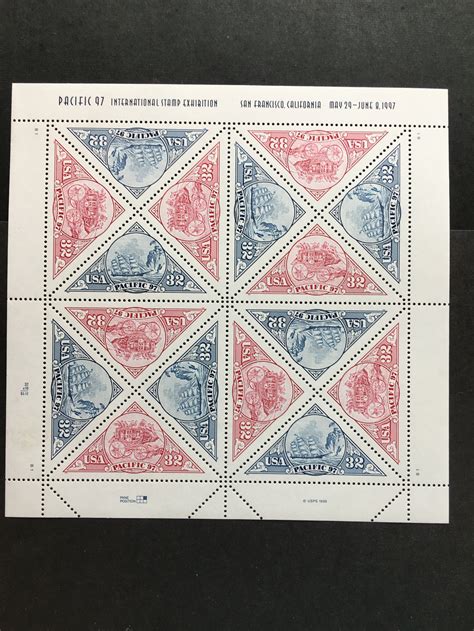 1997 Sheet Pacific 97 Triangular Stamps Sc 3130 3131 United States