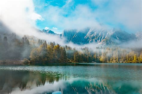 Wallpaper Landscape Lake Forest Italy Mountains Mist Clouds Nature X