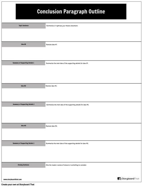 Conclusion Paragraph Storyboard By Worksheet Templates