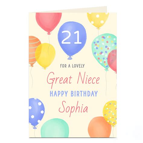 Buy Personalised 21st Birthday Card Lovely Balloons Editable Age For