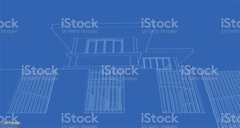 Building Drawing In Blueprint Stock Illustration Download Image Now