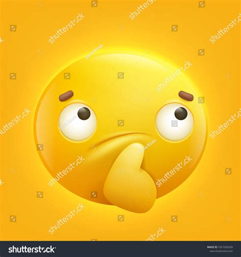 Thoughtful Yellow Smiley Emoji Emoticon Icon เวกเตอร์สต็อก ปลอดค่า