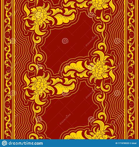 Seamless Pattern Chinese Flower Motif Template Oriental Traditional