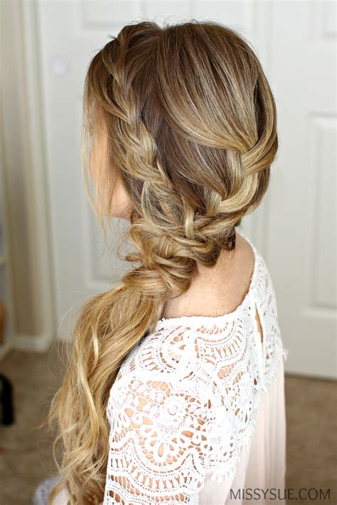 Braided Side Swept Prom Hairstyle Bridesmaid Hair Side