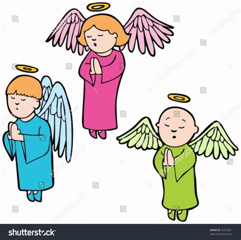 Praying Angels Three Angels Praying Cartoon Stock Vector 31572811