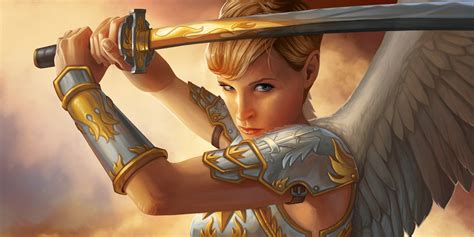 War Angel Fantasy Armor Sword Girl Wing Woman Warrior