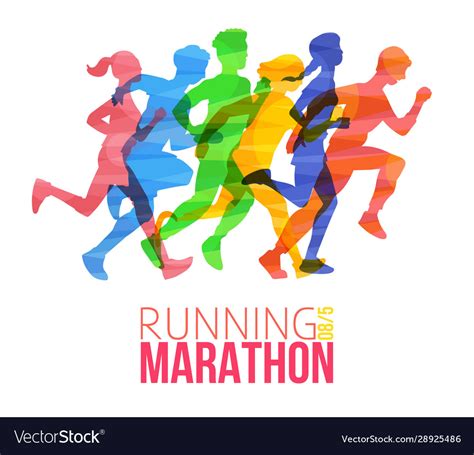 Running Marathon Poster With Colorful Runner Vector Image
