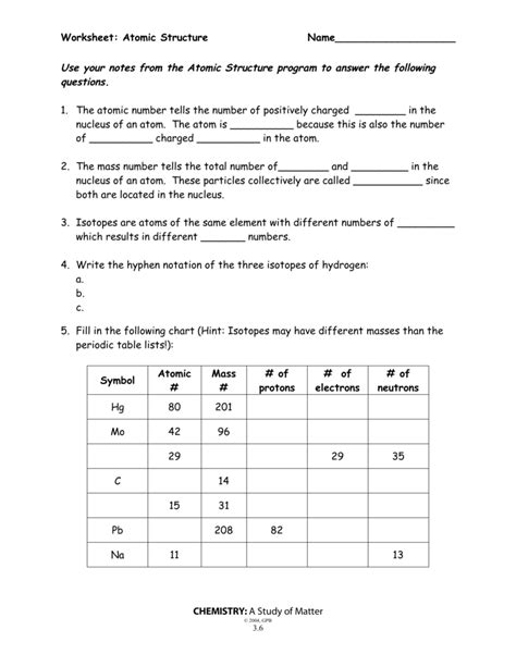 Structure of atom worksheet resultinfos kadraintroco with atomic structure worksheet answer key. Atomic Structure Worksheet