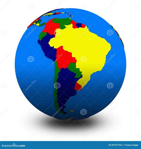 South America On Political Globe Illustration Stock Illustration