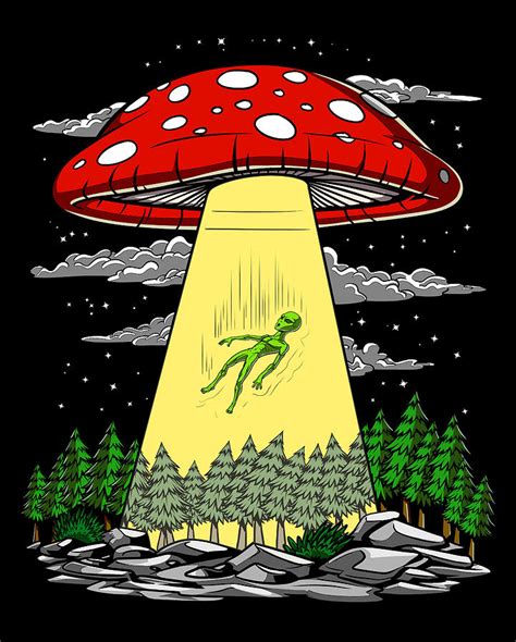 Magic Mushroom Alien Abduction Digital Art By Nikolay Todorov Fine