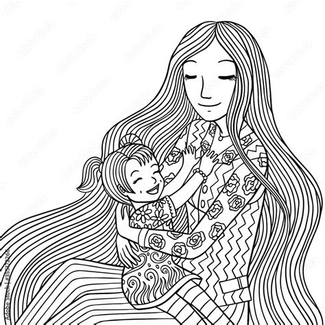 coloring pages of mother and daughter