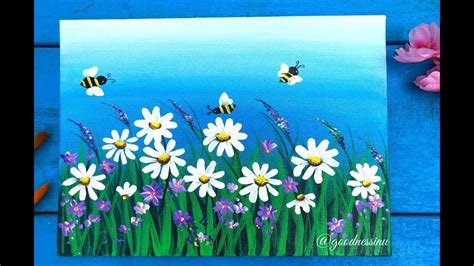 Quick And Easy Daisy Flower Garden Painting For Beginners Step By Step
