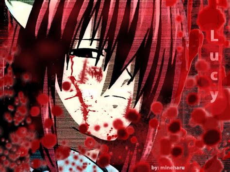 Elfen Lied Anime Anime Girls Pink Hair Red Eyes Lucy Nyu Blood