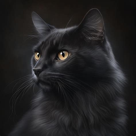 Premium Ai Image A Painting Of A Black Cat With Yellow Eyes
