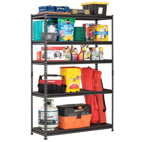 Husky Black 5 Tier Heavy Duty Steel Garage Storage Shelving 48 In W X